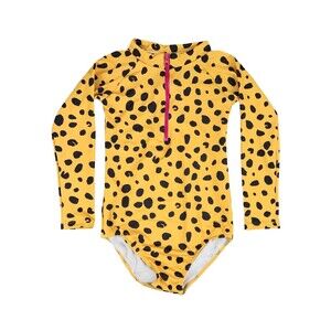 Pepita & Me Rash Guard Swimsuit Bright Cheetah Print Zip Front Girls 10